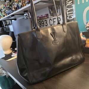 Limited Edition Longchamp Roseau Black Leather Tote Bag